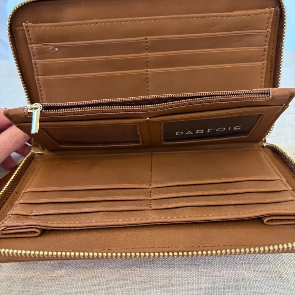 Parfois Two-Tone Colorblock Wallet - Red/Brown Suede - Celine Style